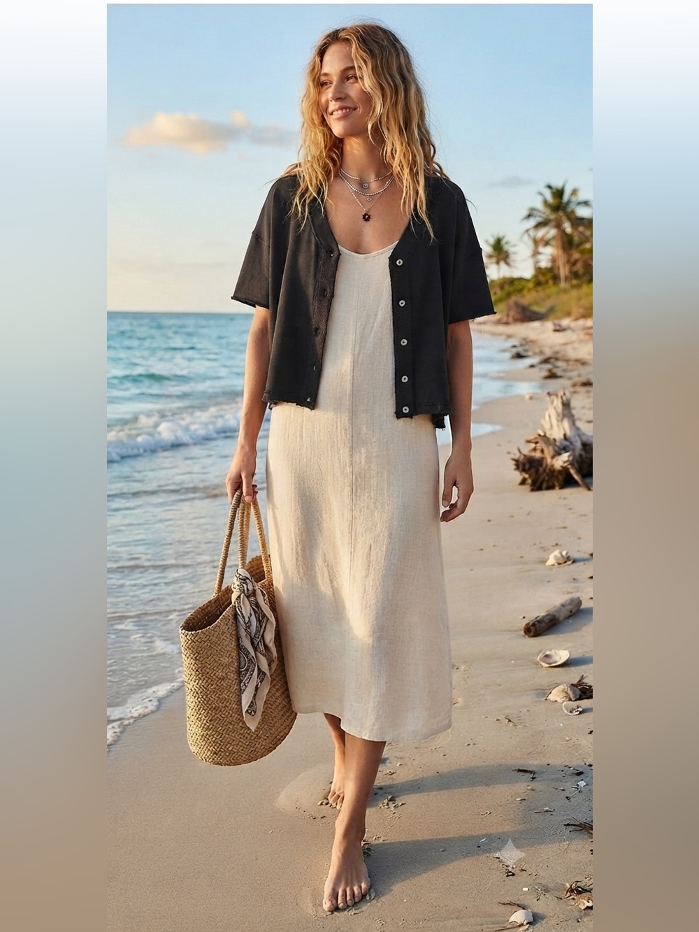 Free People Black Ribbed Trim Pullover